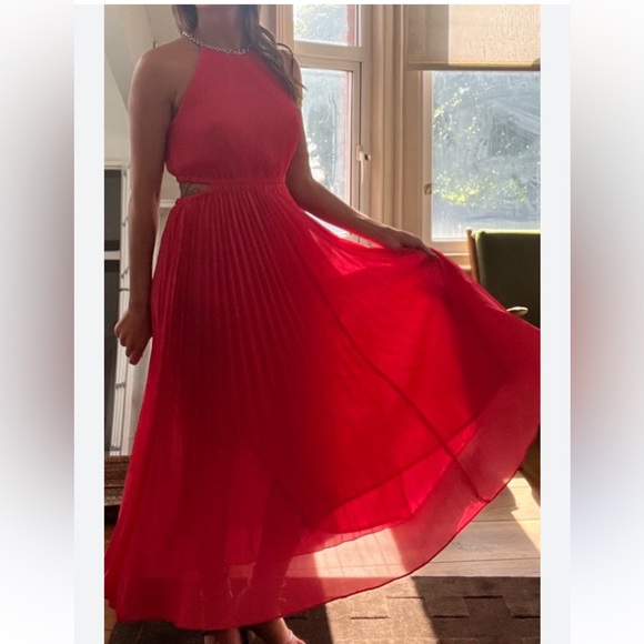 Michael Kors Georgette Pleated Cut Out Midi Dress Size XL - Picture 6 of 11